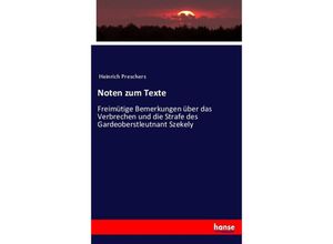 9783743678019 - Noten zum Texte - Heinrich Preschers Kartoniert (TB)