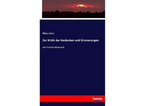 9783744618403 - Zur Kritik der Gedanken und Erinnerungen - Max Lenz Kartoniert (TB)