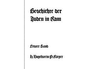 9783745091656 - Geschichte der Juden in Rom - Erster Band - Hermann Vogelstein Kartoniert (TB)