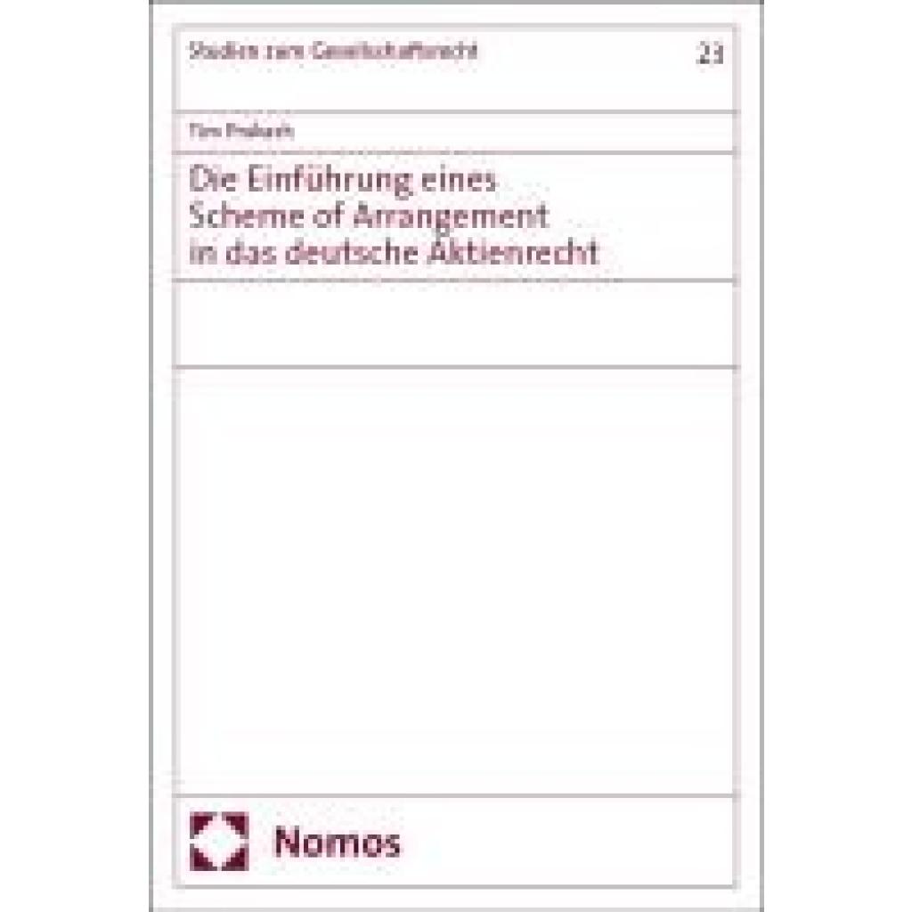9783756018864 - Prakash Tim Die Einführung eines Scheme of Arrangement in das deutsche Aktienrecht