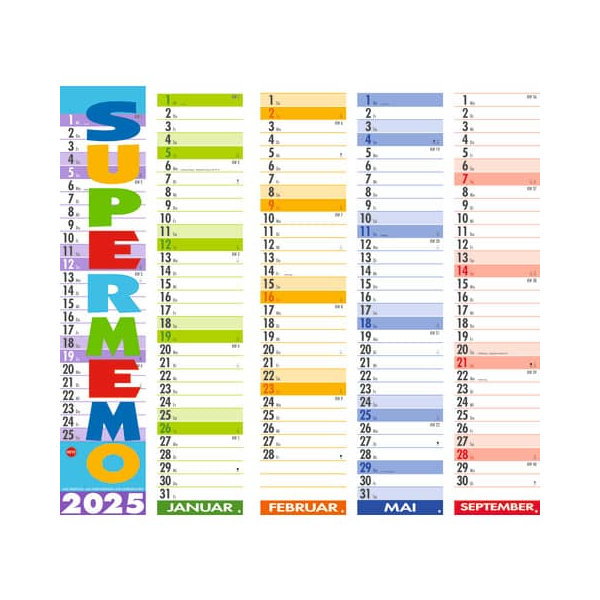 9783756409686 - Streifenkalender 1587 Supermemo 1 Monat   1 Seite 17x85cm 2025 9783756409686 Heye