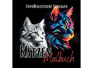 9783758414442 - Katzen Malbuch Fotorealistisch - Lucys Schwarze Malbücher Kartoniert (TB)