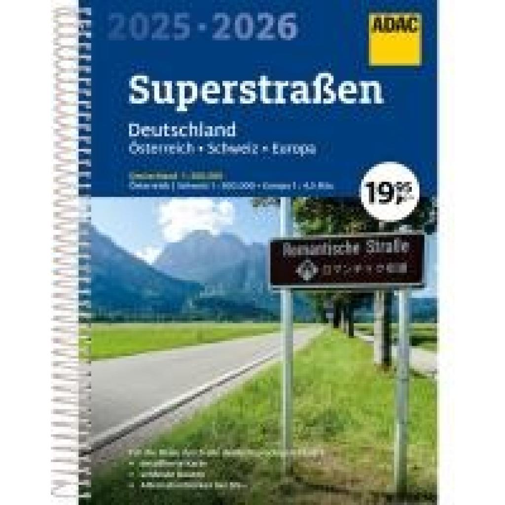 9783826423611 - ADAC Superstraßen Autoatlas 2025 2026 Deutschland 1200000 Österreich Schweiz 1300000 mit Europa 145 Mio