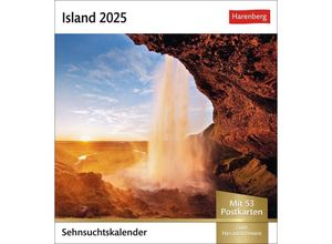 9783840033384 - Island Sehnsuchtskalender 2025 - Wochenkalender mit 53 Postkarten