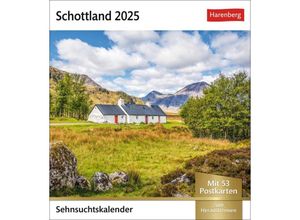 9783840033438 - Schottland Sehnsuchtskalender 2025 - Wochenkalender mit 53 Postkarten