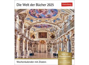 9783840034442 - Die Welt der Bücher Postkartenkalender 2025 - Wochenkalender mit 53 Literaturpostkarten