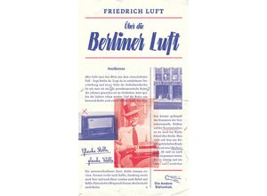 9783847704058 - Über die Berliner Luft - Friedrich Luft Gebunden