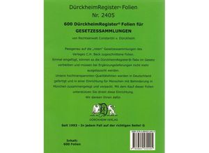 9783864532405 - 600 DürckheimRegister®-FOLIEN für STEUERGESETZE ua  zum Einheften und Unterteilen der Gesetzessammlungen Kartoniert (TB)