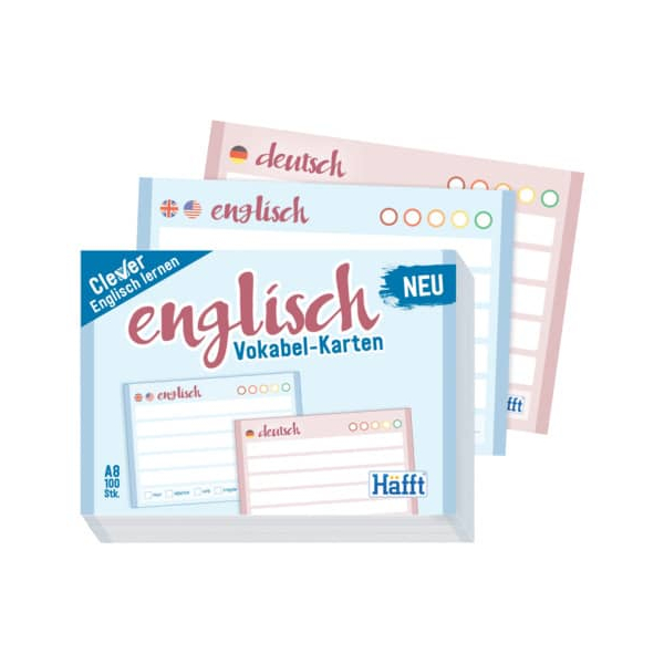 9783866795174 - 100 Häfft® Verlag Karteikarten Vokabel-Karten Englisch DIN A8 blau rosa liniert