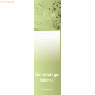 9783867598101 - Geburtstagskalender 880810 Mini Floral 1 Monat   1 Seite 95x33cm Jahresunabhängig 9783867598101 ALPHA EDITION