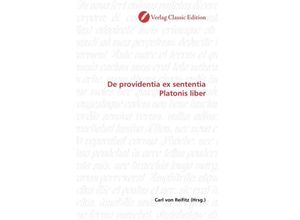 9783869325156 - De providentia ex sententia Platonis liber Kartoniert (TB)