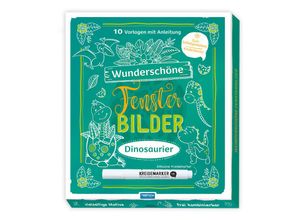 9783965525658 - Fensterbilder - Wunderschöne Fensterbilder mit Kreidemarker Mappe mit Vorlagen und Kreidemarker Dinosaurier