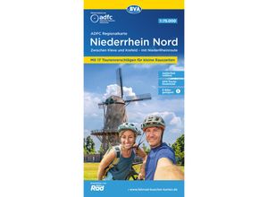 9783969901915 - ADFC-Regionalkarte Niederrhein Nord 175000 mit Tagestourenvorschlägen reiß- und wetterfest E-Bike-geeignet mit Knotenpunkten GPS-Tracks Download Karte (im Sinne von Landkarte)