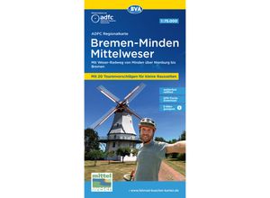 9783969902165 - ADFC-Regionalkarte Bremen-Minden Mittelweser 175000 mit Tagestourenvorschlägen reiß- und wetterfest E-Bike-geeignet GPS-Tracks Download Karte (im Sinne von Landkarte)