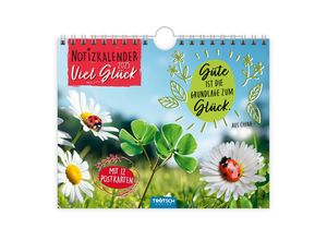 9783988022509 - Notizkalender Querformat Notizkalender Viel Glück 2025 mit 12 Postkarten