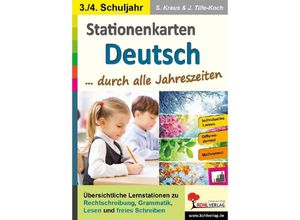 9783988410290 - Stationenlernen   Stationenkarten Deutsch  durch alle Jahreszeiten   Klasse 3-4 - Viktoria Weimann Stefanie Kraus Birgit Brandenburg Kartoniert (TB)