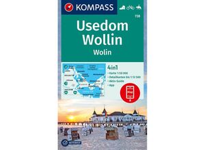 9783990443200 - KOMPASS Wanderkarte 738 Insel Usedom - Insel Wollin Wolin 150000 Karte (im Sinne von Landkarte)