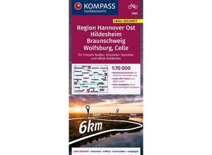 9783991213055 - KOMPASS Fahrradkarte 3365 Region Hannover Ost Hildesheim Braunschweig Wolfsburg Celle 170000 Karte (im Sinne von Landkarte)