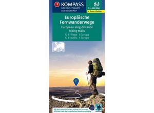 9783991213772 - KOMPASS Fernwegekarte Europäische Fernwanderwege 12 E-Wege - 1 Kontinent 14 Mio Karte (im Sinne von Landkarte)