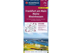 9783991214366 - KOMPASS Fahrradkarte 3348 Frankfurt aM Mainz Rheinhessen 170000 Karte (im Sinne von Landkarte)