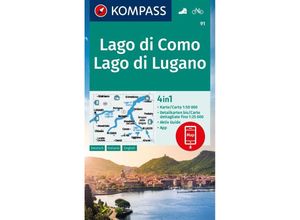 9783991214694 - KOMPASS Wanderkarte 91 Lago di Como Lago di Lugano 150000 Karte (im Sinne von Landkarte)