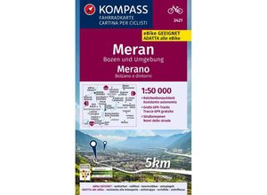 9783991214861 - KOMPASS Fahrradkarte 3421 Meran Bozen und Umgebung 150000 Karte (im Sinne von Landkarte)