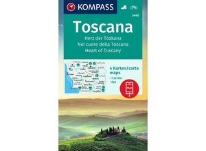 9783991215783 - KOMPASS Wanderkarten-Set 2440 Toscana Herz der Toskana Nel cuore della Toscana Heart of Tuscany (4 Karten) 150000 Karte (im Sinne von Landkarte)