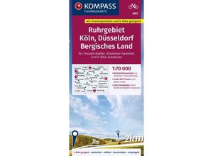 9783991219163 - KOMPASS Fahrradkarte 3367 Ruhrgebiet Köln Düsseldorf Bergisches Land mit Knotenpunkten 170000 Karte (im Sinne von Landkarte)