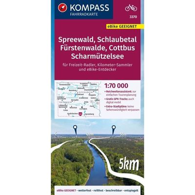 9783991219217 - KOMPASS Fahrradkarte 3370 Spreewald Schlaubetal Fürstenwalde Cottbus Scharmützelsee mit Knotenpunkten 170000 Karte (im Sinne von Landkarte)