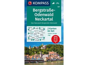 9783991219989 - KOMPASS Wanderkarten-Set 827 Bergstraße-Odenwald Neckartal Geo-Naturpark Bergstraße-Odenwald (2 Karten) 150000 Karte (im Sinne von Landkarte)