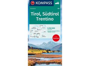 9783991540236 - KOMPASS Autokarte Tirol Südtirol Trentino Tirolo Alto Adige Trentino 1250000 Karte (im Sinne von Landkarte)