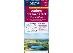 9783991541660 - KOMPASS Fahrradkarte 3324 Aachen Dreiländereck Eifel Hohes Venn mit Knotenpunkten 170000 Karte (im Sinne von Landkarte)