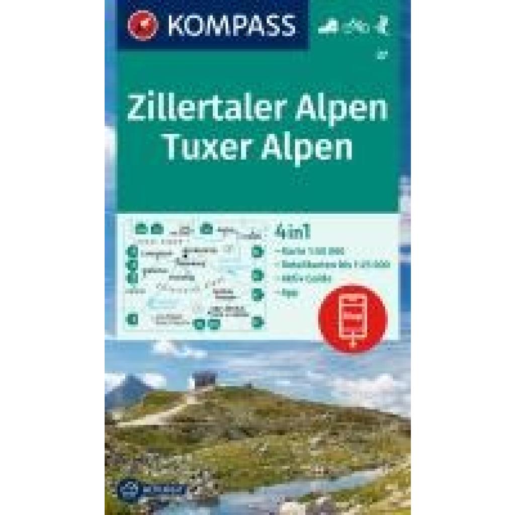 9783991541912 - KOMPASS Wanderkarte 37 Zillertaler Alpen Tuxer Alpen 150000