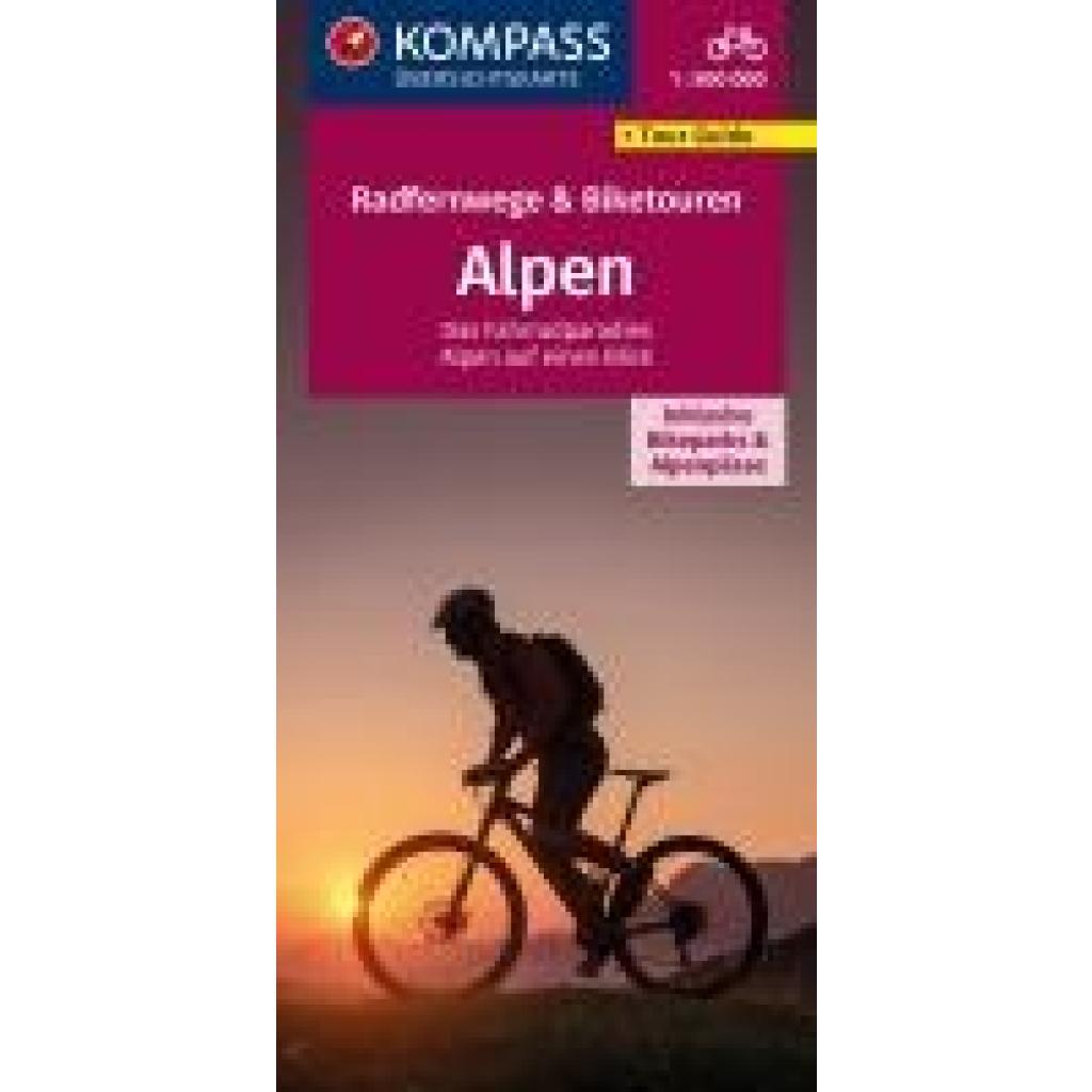 9783991542285 - KOMPASS Radfernwegekarte Radfernwege & Biketouren Alpen - Übersichtskarte 1500000