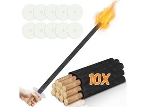 9784297950088 - Lampe Solaire Flamme de fête 10 pièces différentes tailles torches de cire durée de combustion 90 min - Swanew