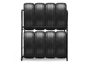 9784297951658 - Reifenregal Reifenständer Stahlkonstruktion in Zwei Schichten 107x46x117cm für 8 Reifen Werkstattregal Garagenregal Lagerregale Felgenbaum 9784297951658 - Reifenregal Reifenständer Stahlkonstruktion in Zwei Schichten 107x46x117cm für 8 Reifen Werkstattregal Garagenregal Lagerregale Felgenbaum