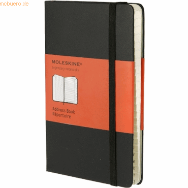 9788883701016 - Adressbuch Pocket A6 liniert mit Register Hardcover schwarz