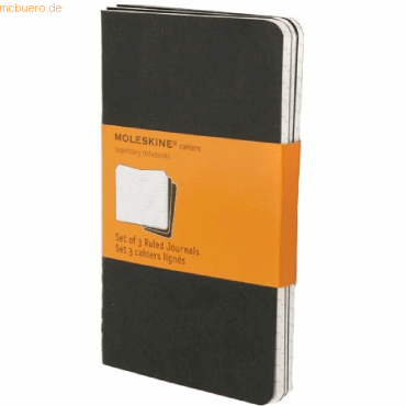 9788883704895 - Notizheft Cahier P A6 9x14cm VE=3 Stück liniert schwarz