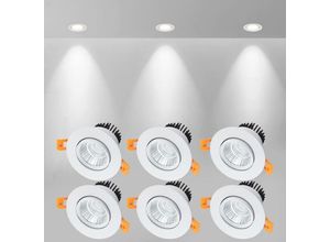 9789585355637 - 6 x LED-Einbaustrahler 5 w COB-Deckeneinbauleuchte Kaltweiß 6000 k 500 lm ac 220–240 v Ra≥90 Abstrahlwinkel 24° IP44 für Badezimmer Küche