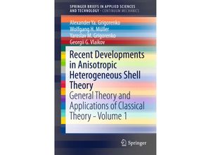 9789811003523 - SpringerBriefs in Applied Sciences and Technology   Recent Developments in Anisotropic Heterogeneous Shell Theory - Alexander Ya Grigorenko Wolfgang H Müller Yaroslav M Grigorenko Georgii G Vlaikov Kartoniert (TB)