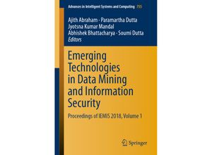 9789811319501 - Emerging Technologies in Data Mining and Information Security Kartoniert (TB)