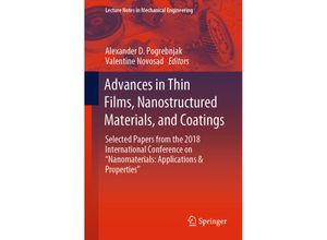 9789811361326 - Lecture Notes in Mechanical Engineering   Advances in Thin Films Nanostructured Materials and Coatings Kartoniert (TB)