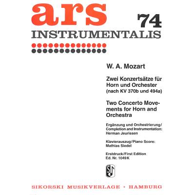 9790003010908 - 2 Konzertsätze nach KV 370b + 494a