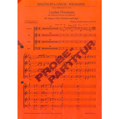 9790004403860 - Laudate dominum (Vesperae solennes de confessore KV 339)