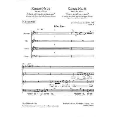 9790004406298 - Kantate 36 Schwingt freudig euch empor BWV 36