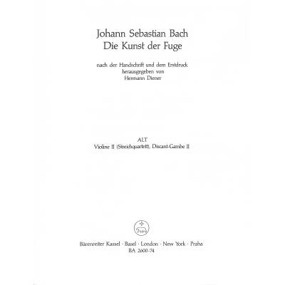 9790006423361 - Kunst der Fuge BWV 1080