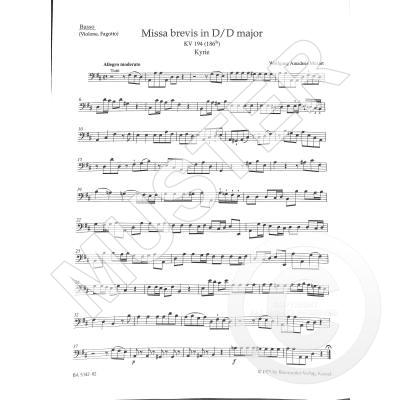 9790006468331 - Missa brevis D-Dur KV 194 (186h)