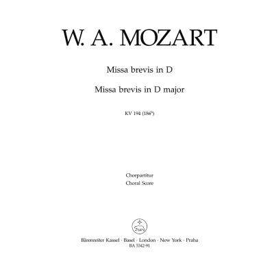 9790006468355 - Missa brevis D-Dur KV 194 (186h)