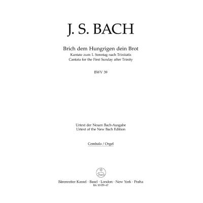 9790006541393 - Kantate 39 Brich dem hungrigen dein Brot BWV 39