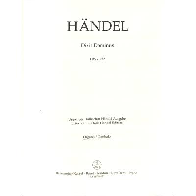 9790006542772 - Dixit dominus HWV 232
